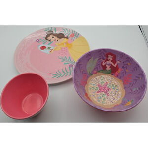 👑 Zak! Designs Disney Princess 3-Piece Melamine Dinnerware Set for Girls